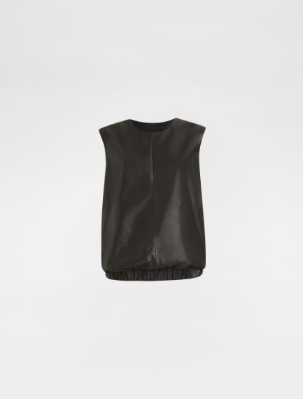 Top smanicato in nappa