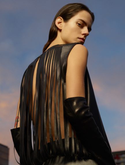 Sleeveless Nappa leather top