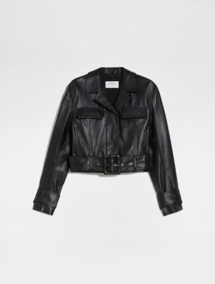 Nappa leather cropped jacket