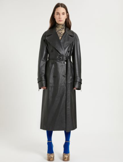 Nappa leather trench coat