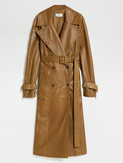 Nappa leather trench coat