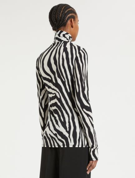 Skintight jersey polo-neck sweater