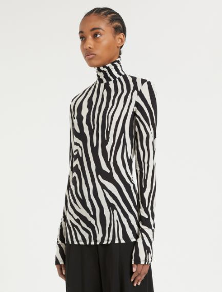 Skintight jersey polo-neck sweater
