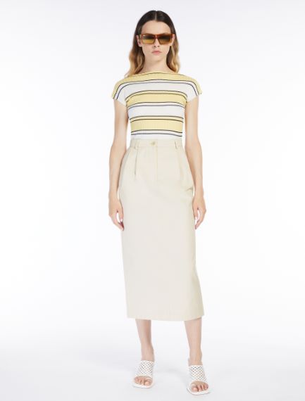 Cotton bull denim straight skirt