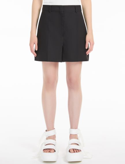 Cotton/viscose basketweave Bermuda shorts