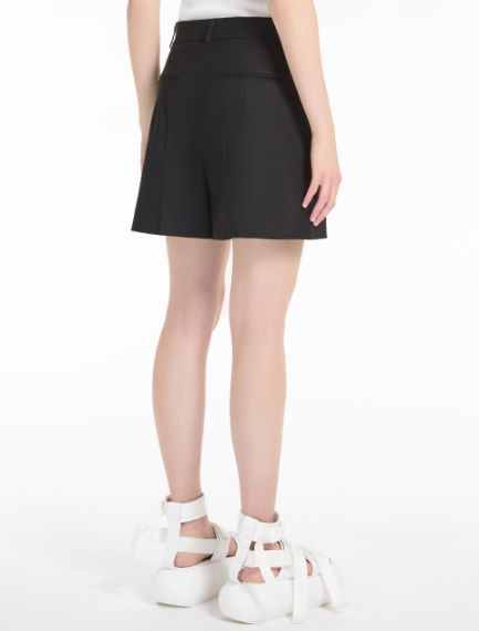 Cotton/viscose basketweave Bermuda shorts