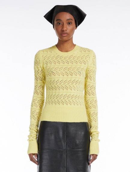 Openwork sweater in wool and cashmere yarn