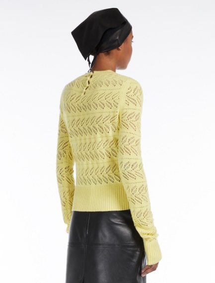 Openwork sweater in wool and cashmere yarn