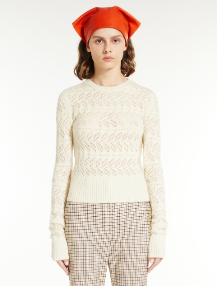 Openwork sweater in wool and cashmere yarn
