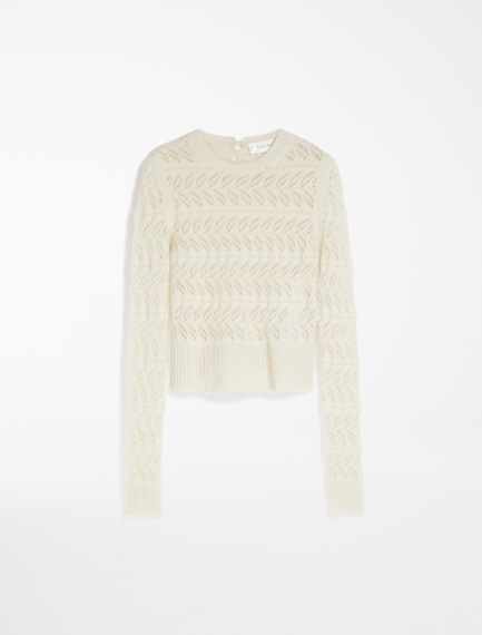 Openwork sweater in wool and cashmere yarn