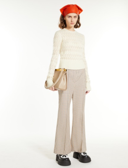 Openwork sweater in wool and cashmere yarn