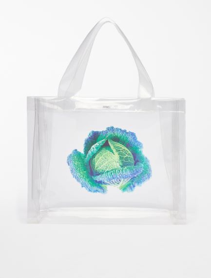 Print-embellished shopping tote
