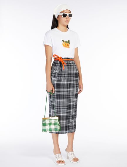 Sequin-embroidered printed T-shirt