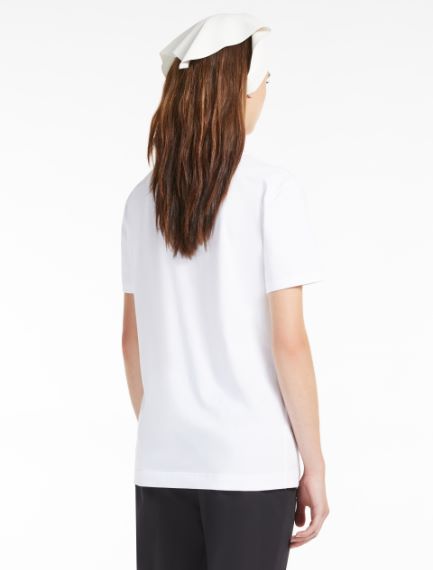 Sequin-embroidered printed T-shirt