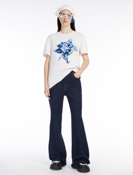 T-shirt con ricamo e paillette
