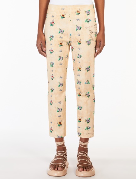 Pantalone mini flare stampato con nastri