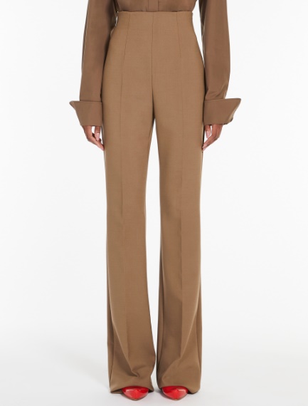 High-waisted, flared trousers