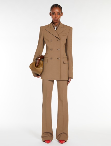 High-waisted, flared trousers