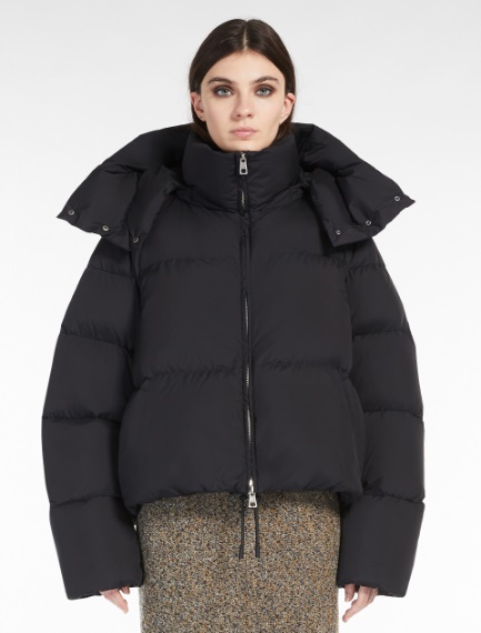 Oversized down jacket with detachable hood