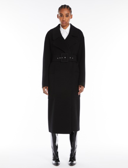 Double-faced wool coat with wide lapels