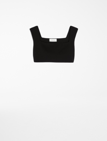 Stretch cotton crop top - Black - Sportmax