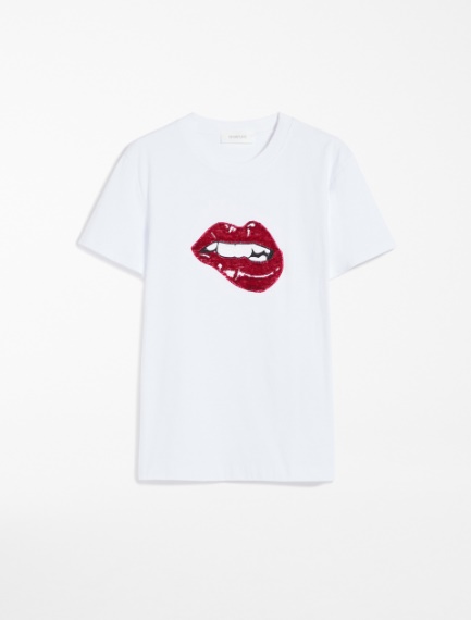 T-shirt with embroidery and sequins - White - Sportmax