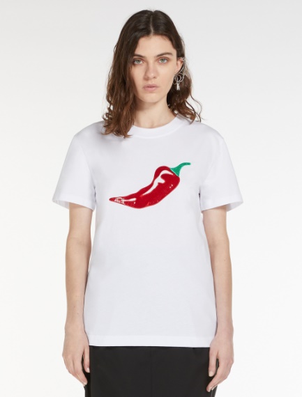T-shirt with embroidery and sequins