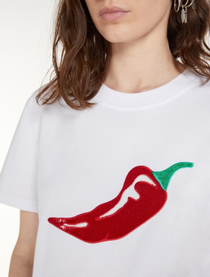 T-shirt with embroidery and sequins