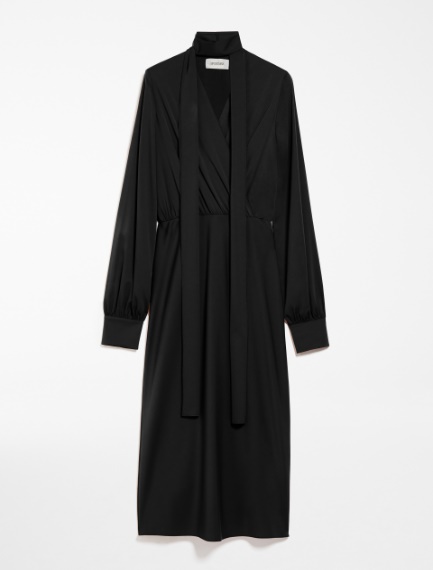 Sash-detail long silk dress, black | Sportmax