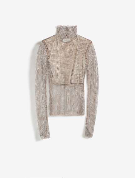 Turtle neck in mesh with rhinestones, nudo | Sportmax