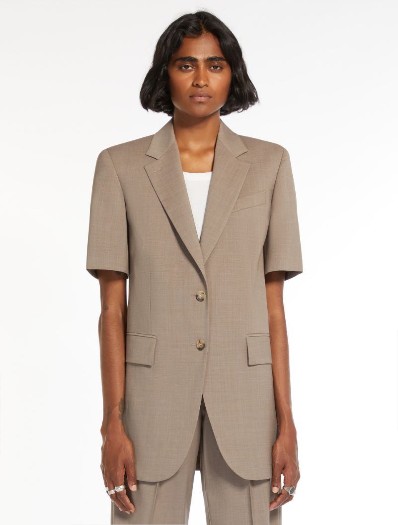 Short-sleeved stretch wool blazer, turtledove | Sportmax