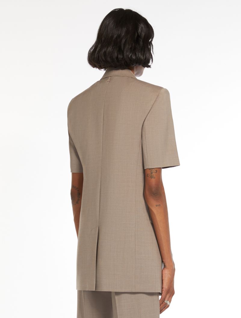 Short-sleeved stretch wool blazer, turtledove | Sportmax