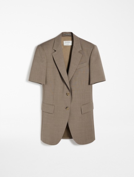 Short-sleeved stretch wool blazer, turtledove | Sportmax