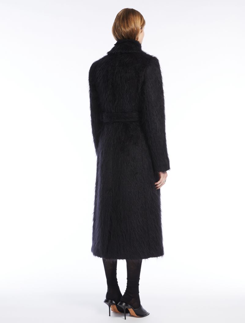 Double-breasted coat in long-pile fabric - BLACK - Sportmax