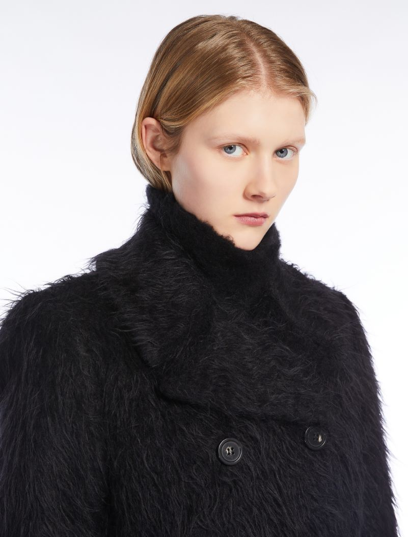 Double-breasted coat in long-pile fabric - BLACK - Sportmax