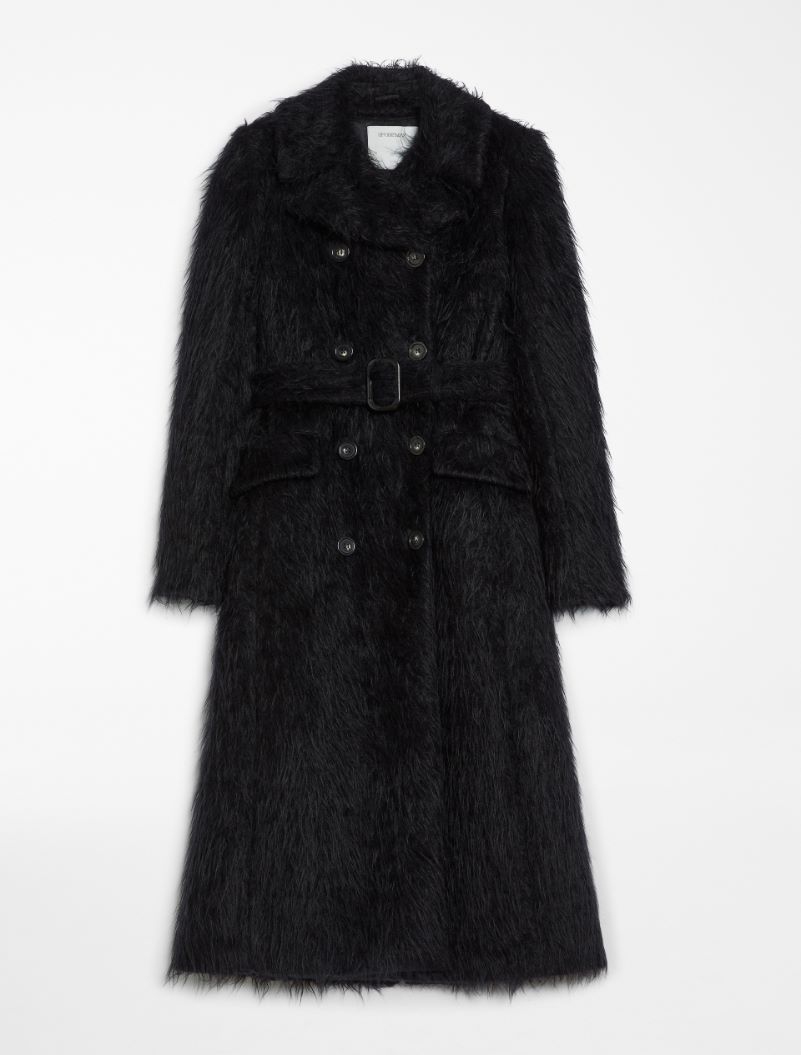 Double-breasted coat in long-pile fabric - BLACK - Sportmax