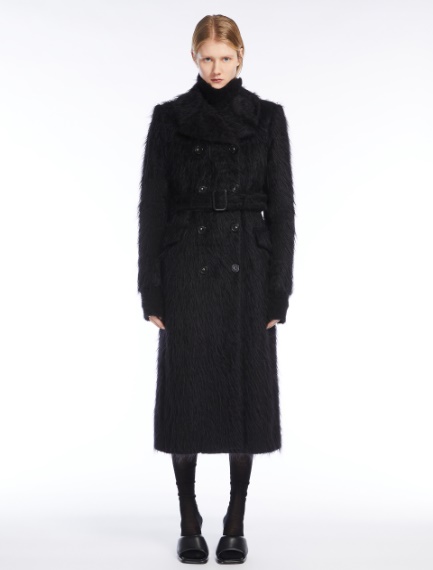 Double-breasted coat in long-pile fabric - BLACK - Sportmax