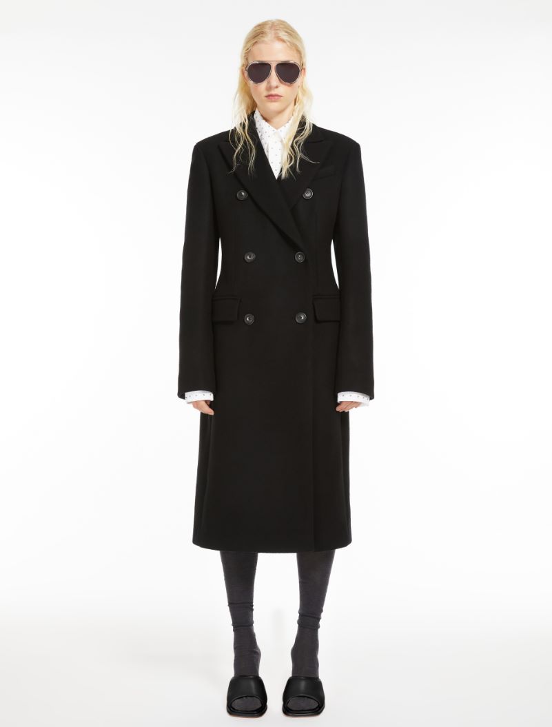 Double breasted cashmere blend coat black Sportmax