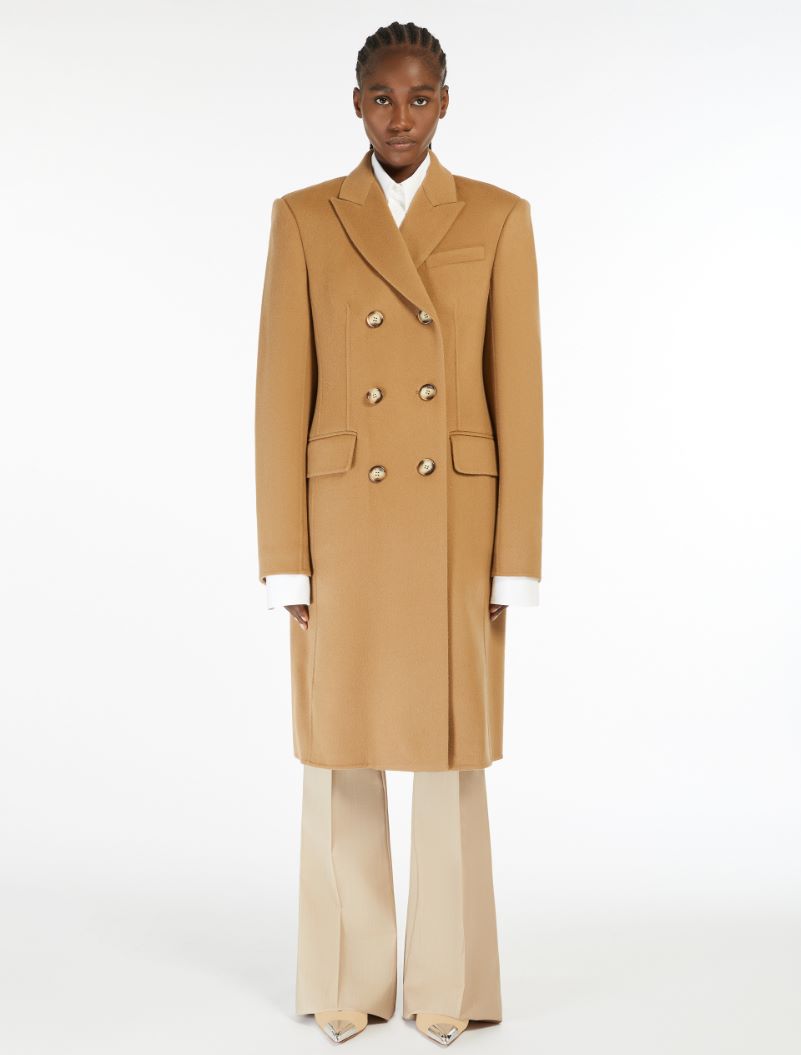 Camel fitted wool coat best sale