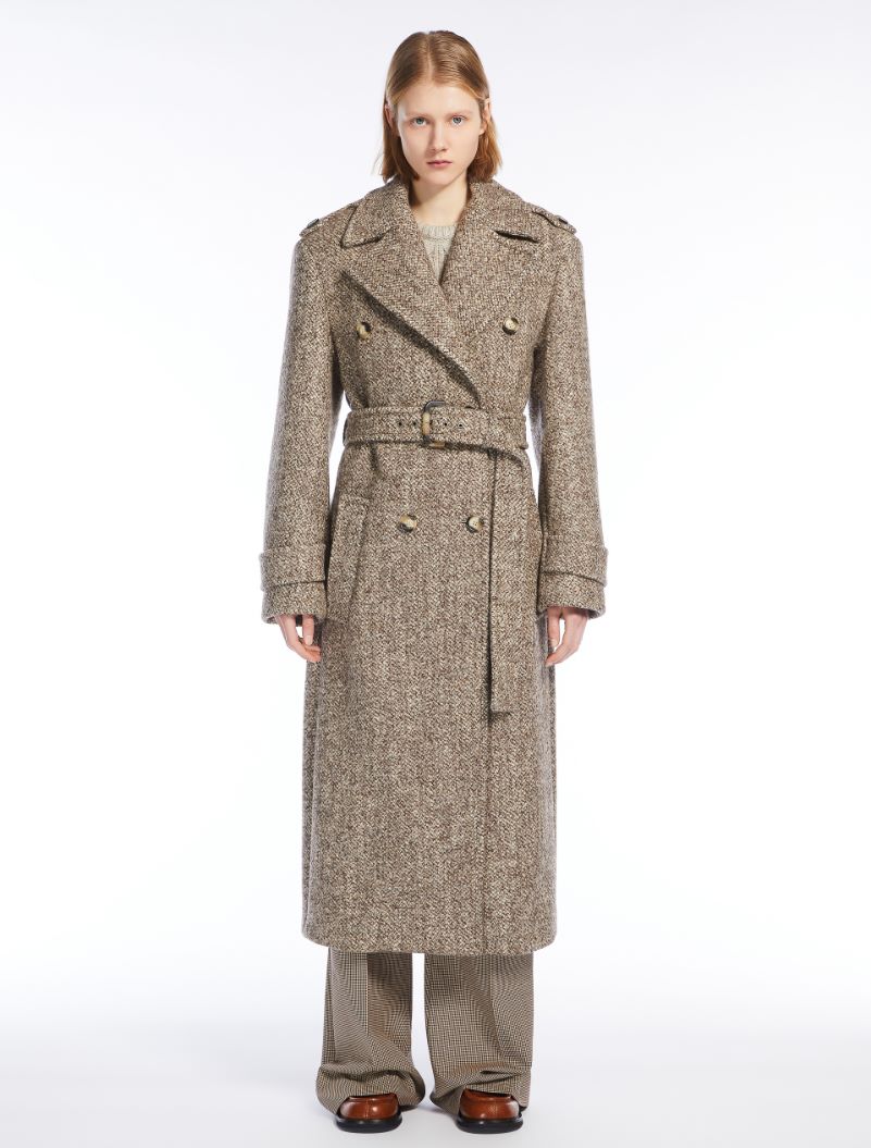 Double-breasted tweed coat - SAND - Sportmax