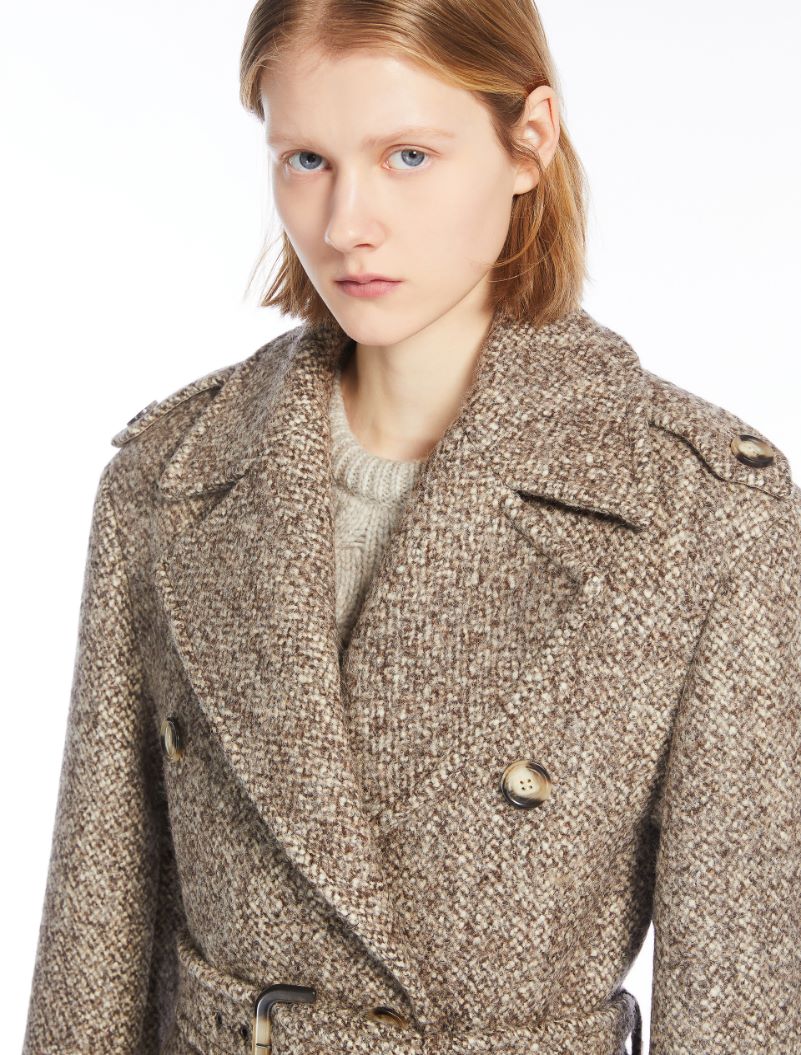 Double-breasted tweed coat - SAND - Sportmax