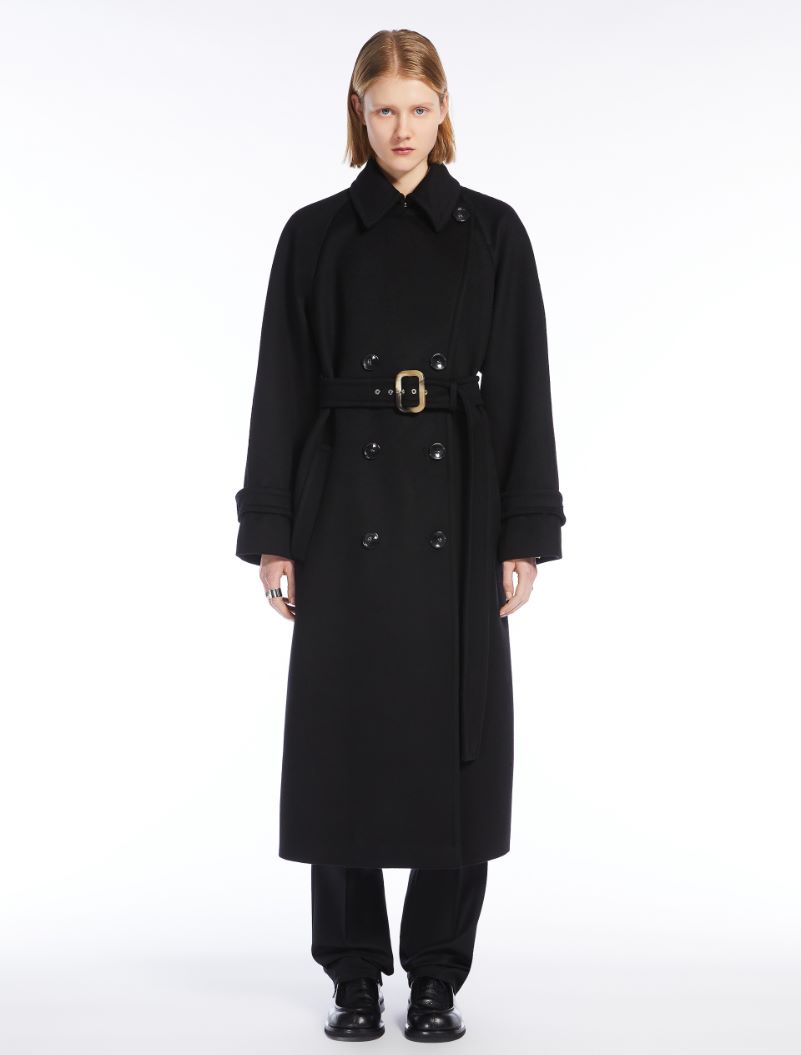 Double-breasted pure wool coat - BLACK - Sportmax