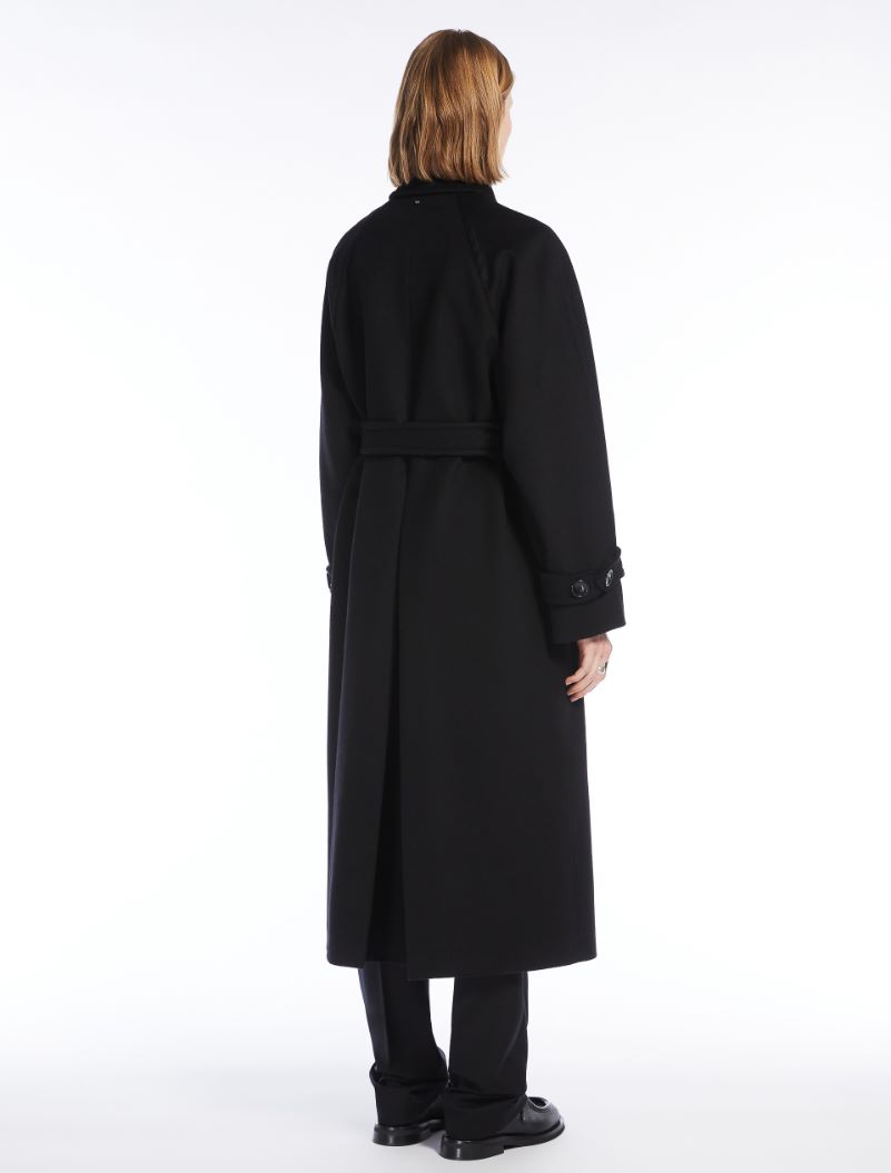 Double-breasted pure wool coat - BLACK - Sportmax