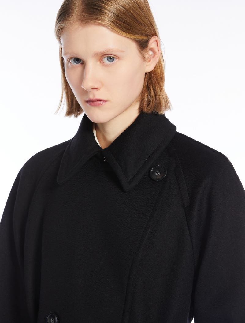 Double-breasted pure wool coat - BLACK - Sportmax