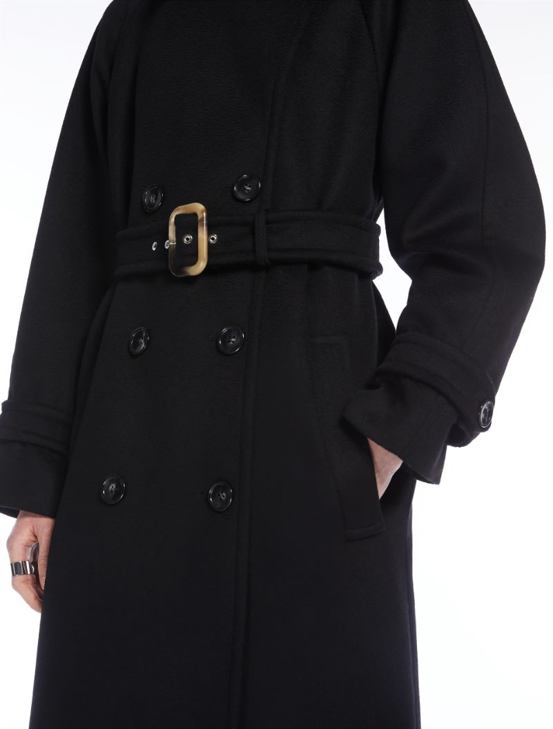 Double-breasted pure wool coat - BLACK - Sportmax