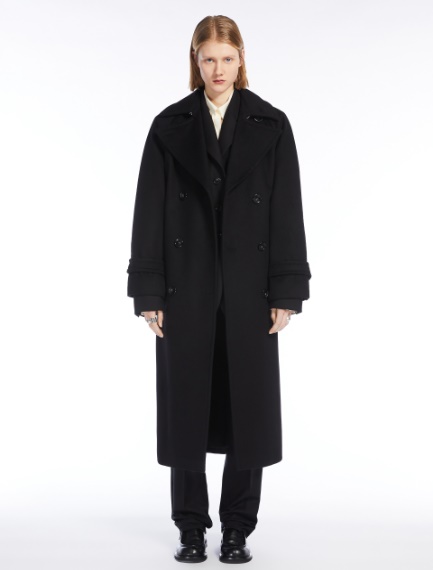 Double-breasted pure wool coat - BLACK - Sportmax