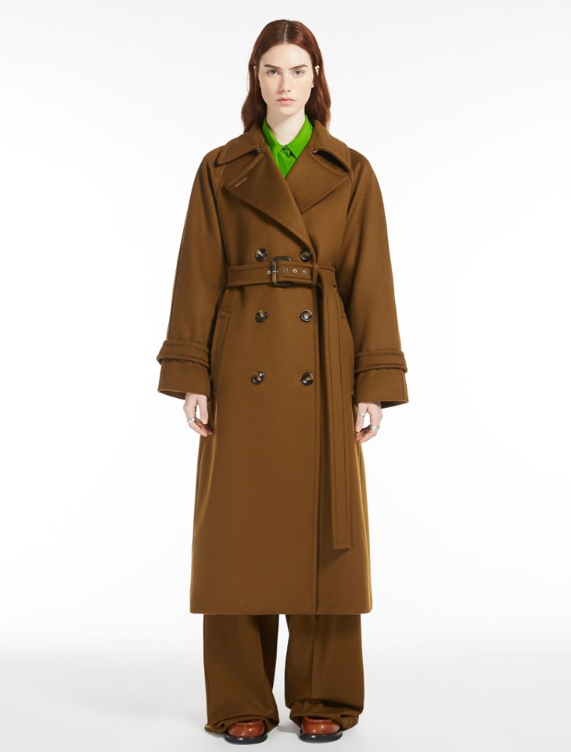 Double-breasted pure wool coat - BROWN - Sportmax