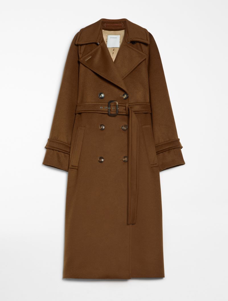 Double-breasted pure wool coat - BROWN - Sportmax