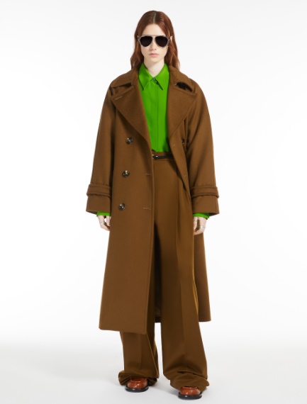 Double-breasted pure wool coat - BROWN - Sportmax