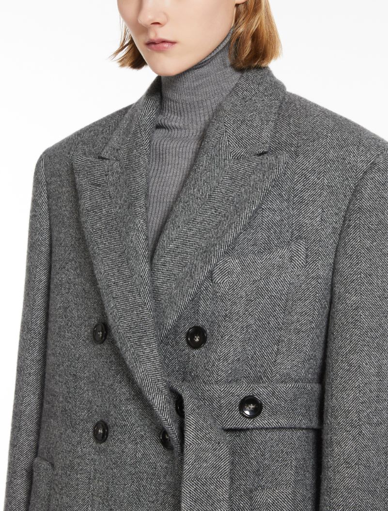 Asymmetric wool coat - BLACK - Sportmax